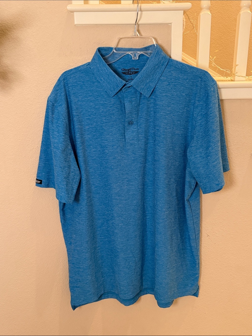 Straight Down Men’s Heathered Blue Short-Sleeve Polo